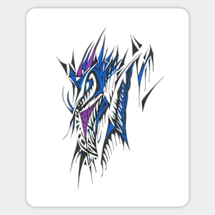 Dragon Unique Blue Purple Black White Colorful Abstract Art Sticker